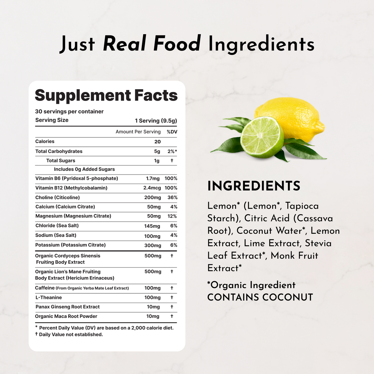 Brain + Energy Boost & Electrolytes - Lemon Lime
