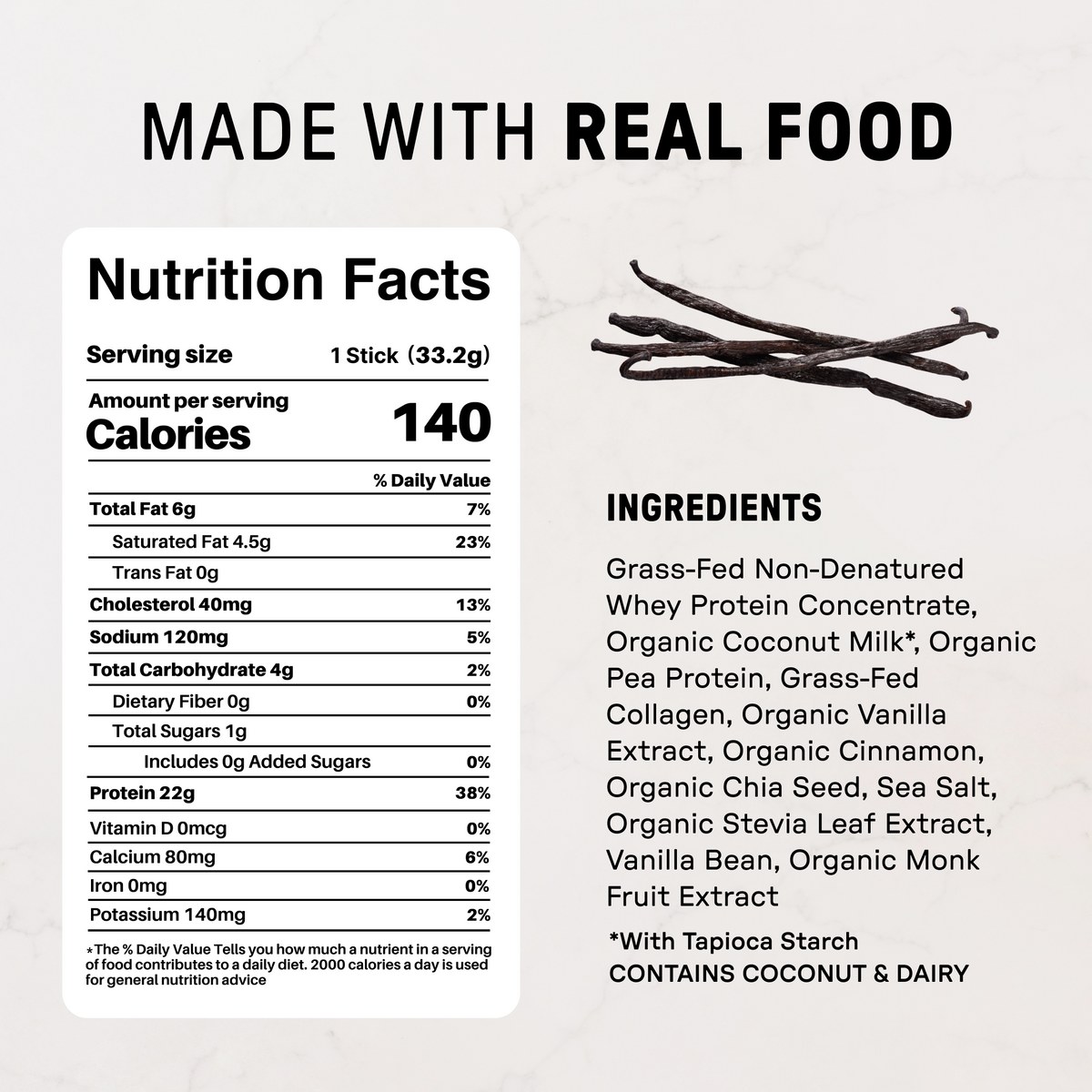 Vanilla Bean Protein Powder - Individual Stick